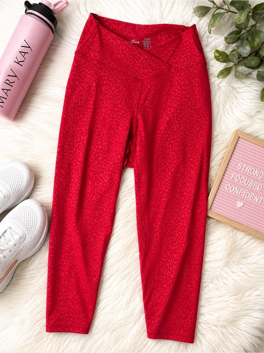 ZYIA Red Leopard-Print Active Leggings